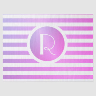 Papel De Seda Monograma Roxo e Listras Brancas