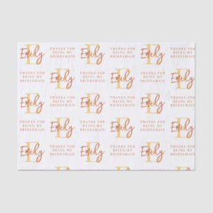 Papel De Seda Monograma Terracotta Pattern Bridesmaid Obrigados 