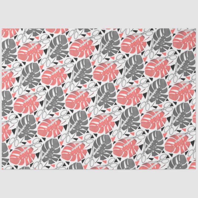 Papel De Seda Monstera impressão tropical deixa tesoura exo selv (Frente )