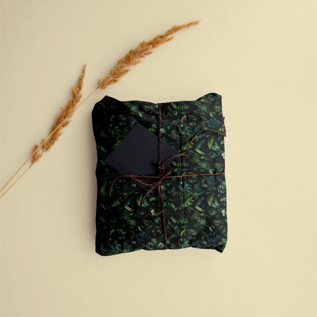 Papel De Seda Monstera Tropical Botânica Verde Selva  (Tissue Paper)