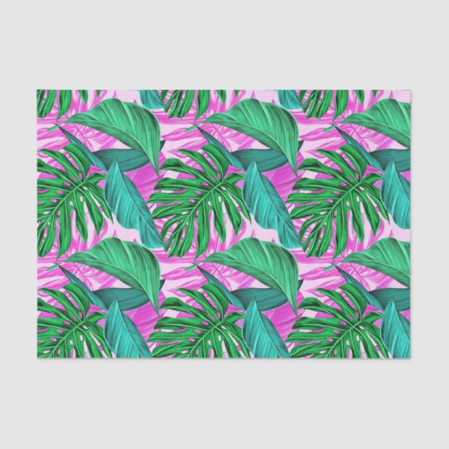 Papel De Seda Monstera Tropical Vibrante Deixa Padrão Exótico  (Frente )