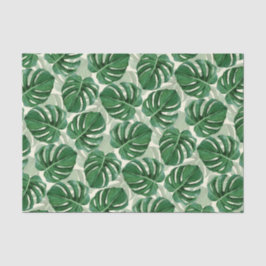 Papel De Seda Monstera Verde de Folhas Tropicais