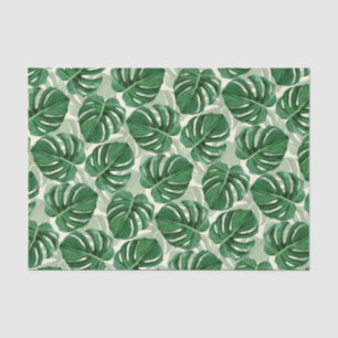 Papel De Seda Monstera Verde de Folhas Tropicais