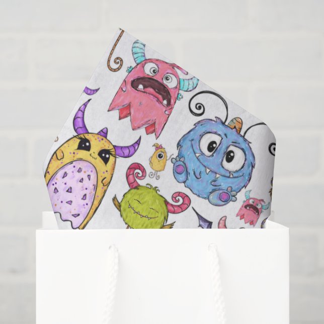 Papel De Seda Monstrinhos Felizes (Sacola de presentes)