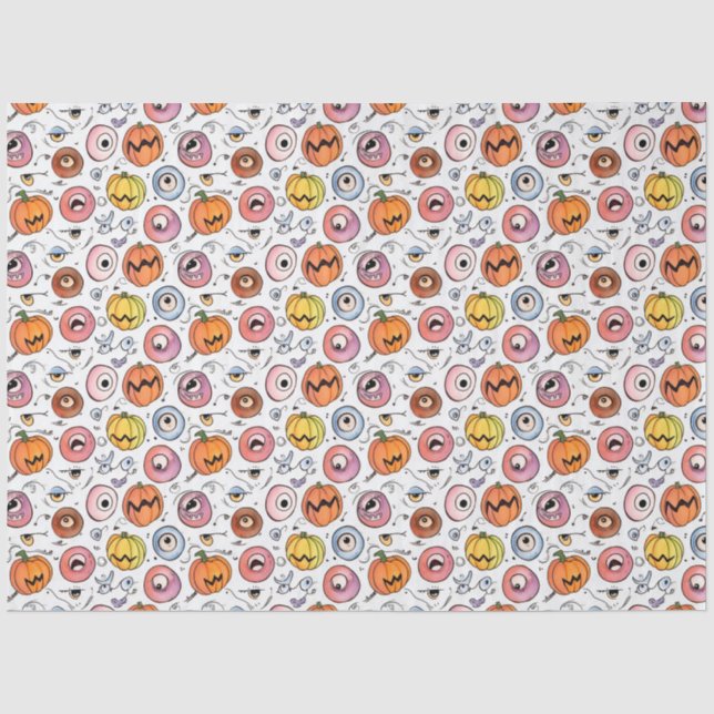 Papel De Seda Monstro Doodle Olho de Abóbora de Halloween Divert (Frente )