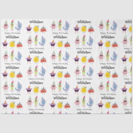 Papel De Seda Monstros Coloridos Bonitos Nome Engraçado do Anive