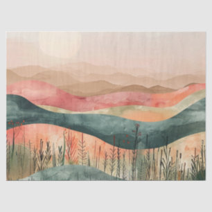 Papel De Seda Montanha Minimalista Boho - Inspirada na Natureza