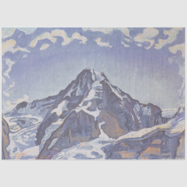 Papel De Seda Montanha Monge Com Nuvens (Ferdinand Hodler) (Frente )