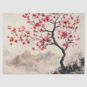 Papel De Seda Montanha Serenidade Crimson Sakura (1)