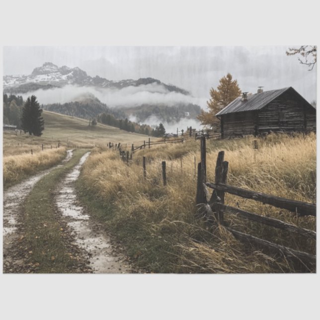 Papel De Seda Montanhas de Cabina de Árvores Desumanas (Frente )