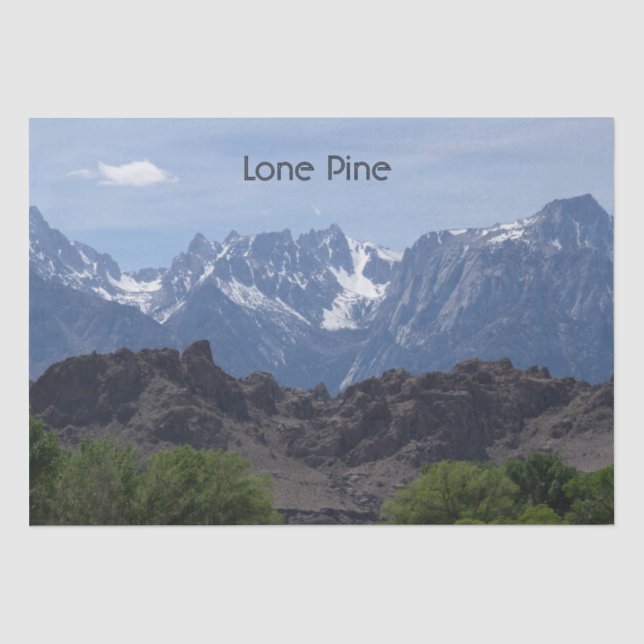 Papel De Seda Montanhas de Lone Pine com neve no topo   (Frente )