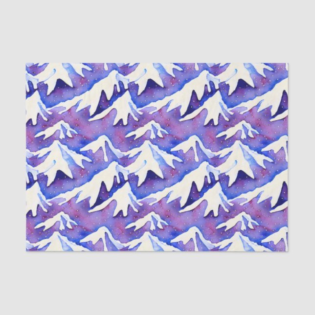 Papel De Seda Montanhas Retro Snowy Purple