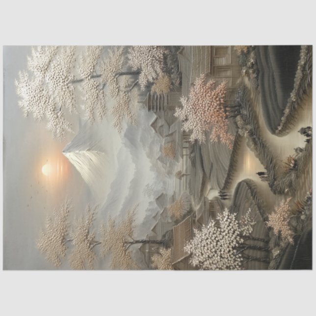 Papel De Seda Monte Fuji na aldeia chinesa de dissociação (Frente )