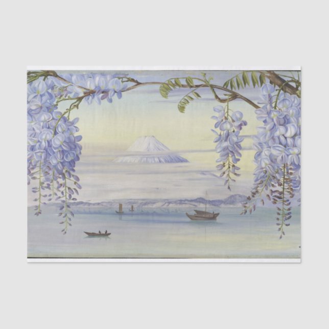 Papel De Seda Monte Fujiyama Japão Wysteria por Marianne North (Frente )