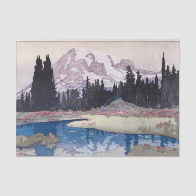 Papel De Seda Monte Rainier, Hiroshi Yoshida, Woodcut (Frente )
