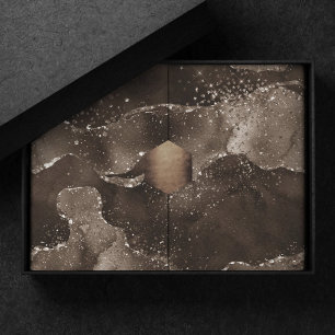 Papel De Seda Moody Agate Café Ouro Castanho de Bronze