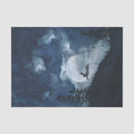 Papel De Seda Moody Blue Night Hare cheio Lua da Lua