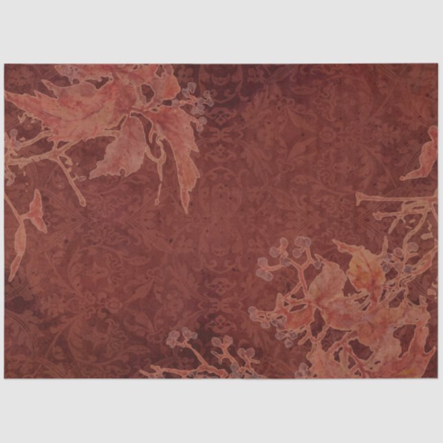 Papel De Seda Moody Fall Deixa Dark Terracotta Red Burgundy Art (Frente )