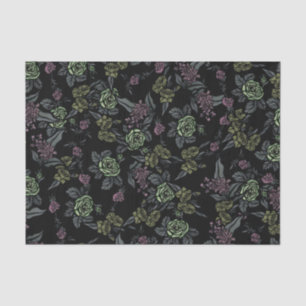 Papel De Seda Moody Floral Padrões Verdes e Mauve