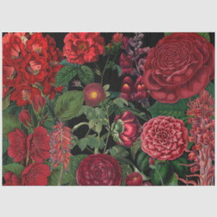 Papel De Seda Moody Florals Black & Burgundy Vintage