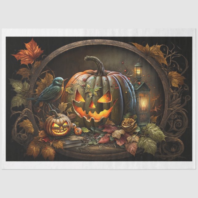 Papel De Seda Moody Halloween Pumpkins Tissue Paper (Frente )