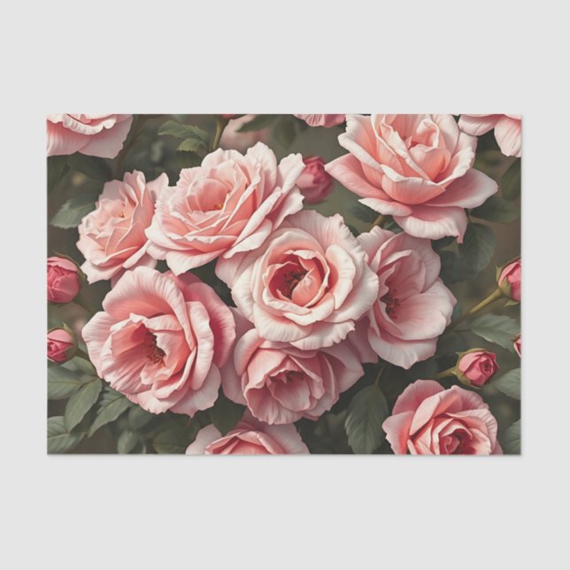 Papel De Seda Moody Pink Rose Garden Pattern (Frente )