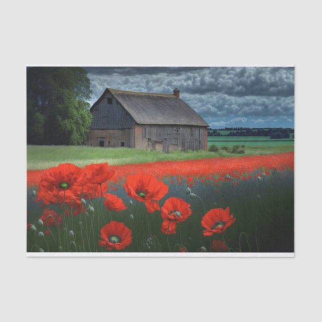 Papel De Seda Moody Weather Barn e Poppies (Frente )