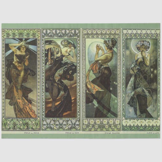 Papel De Seda Moon and Stars by Alphonse Mucha (Frente )