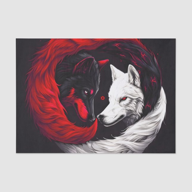 Papel De Seda Moon Crimson Red White Wolf (Frente )