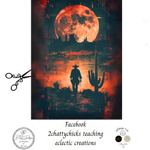 Papel De Seda Moon Laranja-Moon - Cena Ocidental de Decoupage Bo