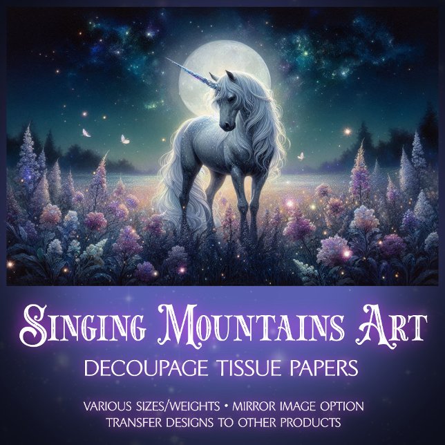 Papel De Seda Moonlight Unicorn Dreams Decoupage  (Criador carregado)