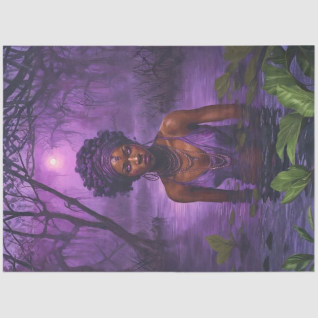 Papel De Seda Moonlit Bayou Voodoo Witch – Gothic Decoupage (Frente )