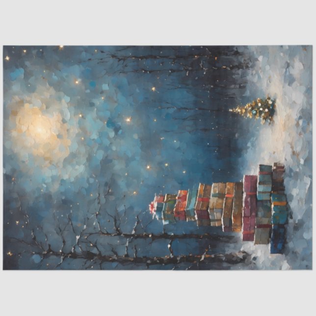 Papel De Seda Moonlit Christmas Forest | Stacked Gifts Winter  (Frente )
