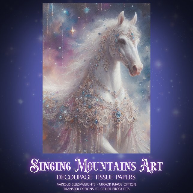 Papel De Seda Moonlit Fairytale Mystical White Horse Decoupage (Criador carregado)