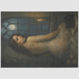 Papel De Seda Moonlit Gothic Lady with Black Cat - Bruxa