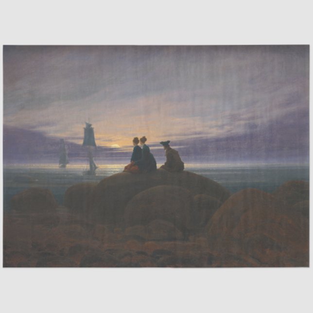 Papel De Seda Moonrise pelo mar (por Caspar David Friedrich) (Frente )