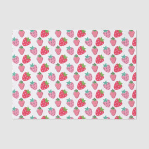 Papel De Seda Morangos Berry Patterno - Rosa Vermelho