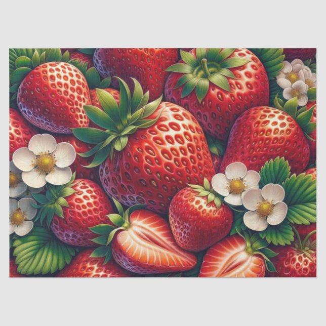 Papel De Seda Morangos Decoupage  (Frente )