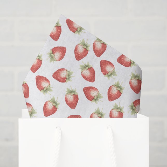 Papel De Seda Morangos Frutas Vermelhas Aniversário (Sacola de presentes)