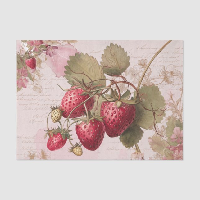 Papel De Seda Morangos Grandes em Aquarela (Frente )