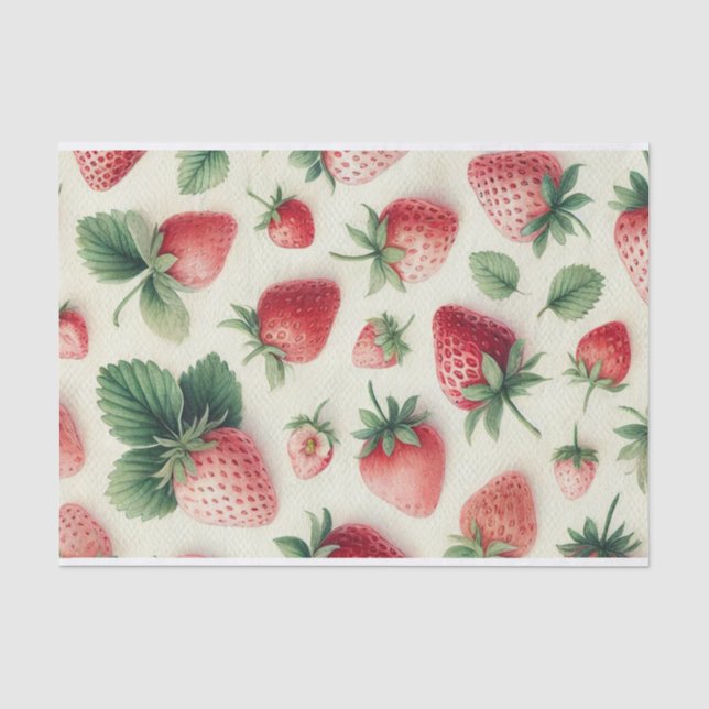 Papel De Seda Morangos sobre Berbérias de Aquarela (Frente )