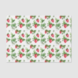 Papel De Seda Morangos Vermelhos, Flores Brancas 2