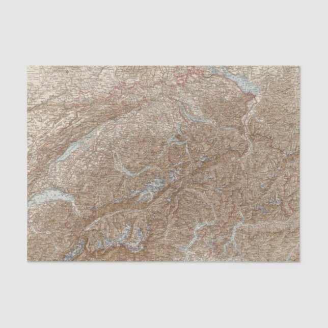 Papel De Seda Morre Schweiz, mapa do atlas da suiça (Frente )