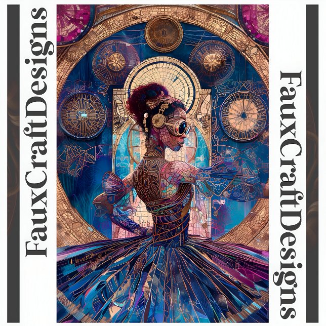 Papel De Seda Mosaico Azul Faux Steampunk Ballerina 060 (Criador carregado)