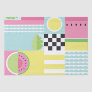 Papel De Seda Mosaico colorido de fruta de Verão, melancia colo