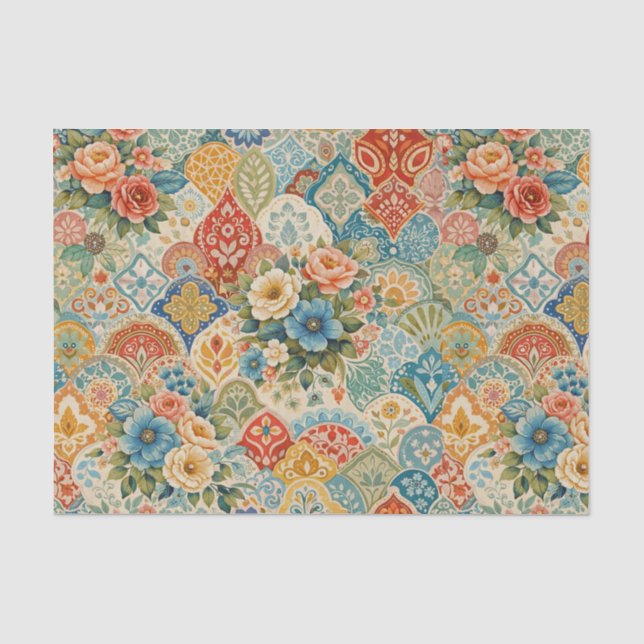 Papel De Seda Mosaico de Jardim Boêmio (Frente )