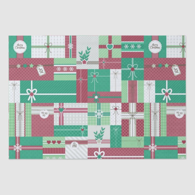 Papel De Seda Mosaico de presentes de Natal (Frente )