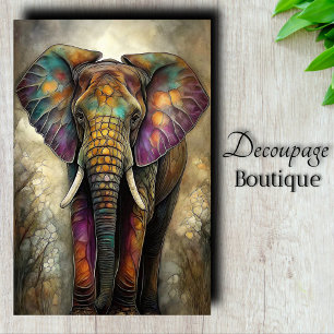 Papel De Seda Mosaico Elefante Decoupage