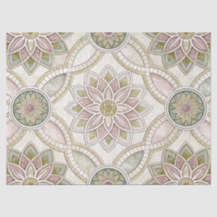Papel De Seda Mosaico Floral Opalescente Pastel - Mandala