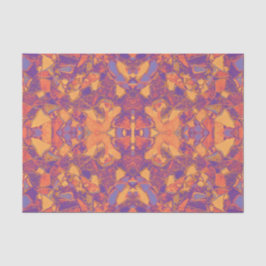 Papel De Seda Mosaico Tribal Roxo Laranja Amarelo Boêmio